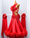 Sleeveless Crystalline Ostrich Feather Ballroom Dress Standard/Smooth