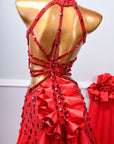 Sleeveless Crystalline Ostrich Feather Ballroom Dress Standard/Smooth