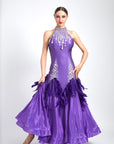 Water Drop Crystal Feather Ballroom Dress Standard/Smooth