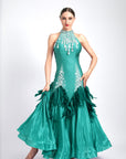 Water Drop Crystal Feather Ballroom Dress Standard/Smooth