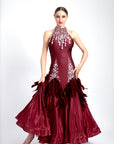 Water Drop Crystal Feather Ballroom Dress Standard/Smooth