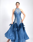 Water Drop Crystal Feather Ballroom Dress Standard/Smooth