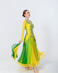 Color Contrast Crystalline Ballroom Dress Standard/Smooth