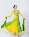 Color Contrast Crystalline Ballroom Dress Standard/Smooth