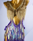 Colorful Beaded Paillette and Fringe Latin Dress Latin/Rhythm