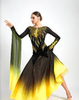 Contrast Color Crystallized Ballroom Dress Standard/Smooth