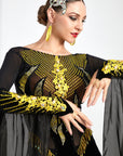 Contrast Color Crystallized Ballroom Dress Standard/Smooth