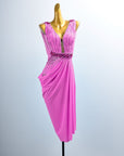 Crystal Belt Beaded asymmetric Long Latin Dress Latin/Rhythm