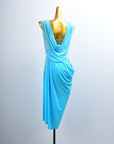 Crystal Belt Beaded asymmetric Long Latin Dress Latin/Rhythm
