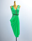 Crystal Belt Beaded asymmetric Long Latin Dress Latin/Rhythm