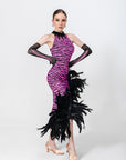 Crystalline Animal Print Feather Latin Dress Latin/Rhythm