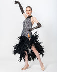 Crystalline Animal Print Feather Latin Dress Latin/Rhythm