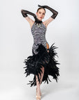 Crystalline Animal Print Feather Latin Dress Latin/Rhythm