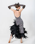 Crystalline Animal Print Feather Latin Dress Latin/Rhythm