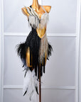 Crystalline Beaded Ostrich Feather Latin Dress Latin/Rhythm