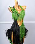 Crystalline Beaded Ostrich Feather Latin Dress Latin/Rhythm