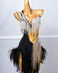 Crystalline Beaded Ostrich Feather Latin Dress Latin/Rhythm