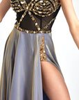 Crystalline Dazzle Satin Chiffon Smooth Dress Standard/Smooth