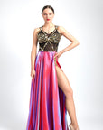Crystalline Dazzle Satin Chiffon Smooth Dress Standard/Smooth
