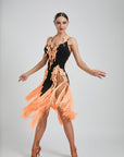 Crystalline Fluorescent Stone Fringe Latin Dress Latin/Rhythm