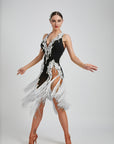 Crystalline Fluorescent Stone Fringe Latin Dress Latin/Rhythm