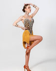 Crystalline Leopard Print Fringe Latin Dress Latin/Rhythm