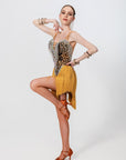 Crystalline Leopard Print Fringe Latin Dress Latin/Rhythm