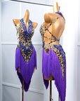 Crystalline Leopard Print Fringe Latin Performance Dress Latin/Rhythm