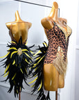 Crystalline Leopard Print Latin Feather Dress Latin/Rhythm