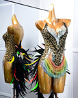 Crystalline Leopard Print Latin Feather Dress Latin/Rhythm