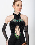 Crystallized Long Slit Latin Dress Latin/Rhythm