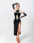Crystallized Long Slit Latin Dress Latin/Rhythm