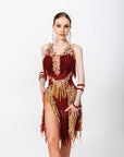 Crystallized Net Beaded Fringe Latin Dress Latin/Rhythm