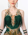 Crystallized Net Beaded Fringe Latin Dress Latin/Rhythm