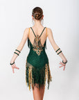 Crystallized Net Beaded Fringe Latin Dress Latin/Rhythm