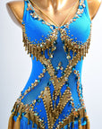 Golden Line Crystallized Fringe Latin Dress Latin/Rhythm