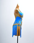 Golden Line Crystallized Fringe Latin Dress Latin/Rhythm