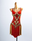 Golden Line Crystallized Fringe Latin Dress Latin/Rhythm