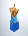 Golden Line Crystallized Fringe Latin Dress Latin/Rhythm