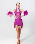 Stretch Net Ostrich Feather Latin Dress Latin/Rhythm