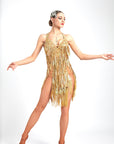 Laser Paillette Crystallized Latin Dress Latin/Rhythm
