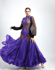Long Puffy Sleeves Crystalline Ballroom Dress Standard/Smooth