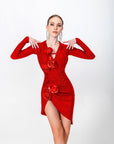 Long Sleeve Chrisanne Lycra with Austrian Rhinestone Latin Dress Latin/Rhythm