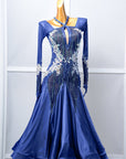 Long - sleeved Crystal Net Ballroom Dress Standard/Smooth