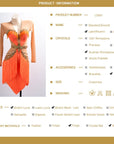 Long - sleeves Crystalline Fringe Latin Dress Latin/Rhythm