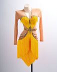 Long - sleeves Crystalline Fringe Latin Dress Latin/Rhythm