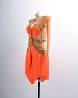 Long - sleeves Crystalline Fringe Latin Dress Latin/Rhythm