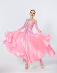 Long - sleeves Crystalline Pearl Ballroom Dress Standard/Smooth