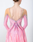 Long - sleeves Crystalline Pearl Ballroom Dress Standard/Smooth