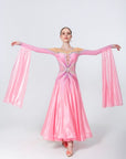 Long - sleeves Crystalline Pearl Ballroom Dress Standard/Smooth